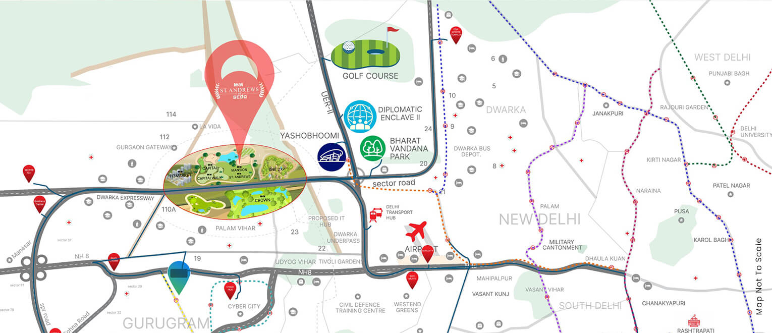 M3M St. Andrews location map
